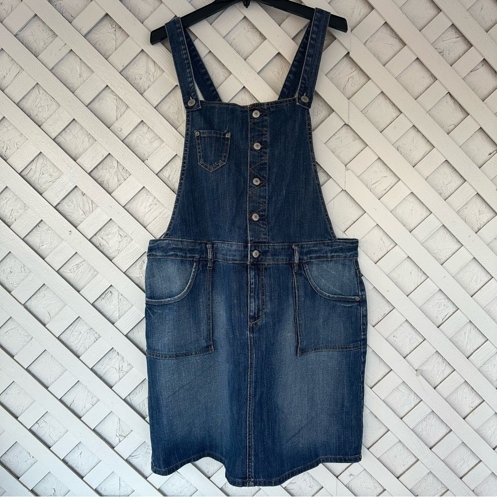 Vintage Old Navy Denim Stretch Skirted Overalls Women's Plus Size 18